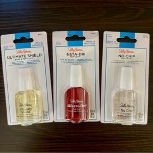 Sally Hansen Top Coat Trio – No Chip, Insta-Dri, Ultimate Shield Nail Polish Lot
